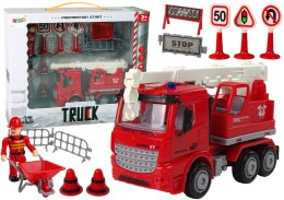 LEAN Toys Zestaw Straż Pożarna Dźwig Znaki Drogowe Strażak