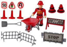 LEAN Toys Zestaw Straż Pożarna Dźwig Znaki Drogowe Strażak
