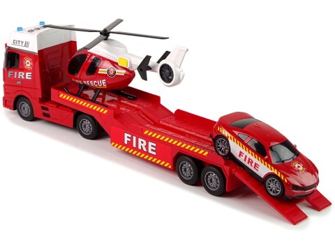 LEAN Toys Zestaw Straż Pożarna Laweta Autko Helikopter Dźwięk Światła Czerwone LEAN Toys Zestaw Straż Pożarna Laweta Autko Helikopter Dźwięk Światła Czerwone