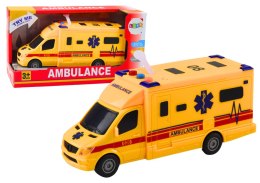 LEAN Toys Auto Ambulans Karetka Na Baterie Światła Dźwięk Żółta Napęd