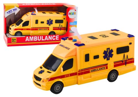 LEAN Toys Auto Ambulans Karetka Na Baterie Światła Dźwięk Żółta Napęd LEAN Toys Auto Ambulans Karetka Na Baterie Światła Dźwięk Żółta Napęd
