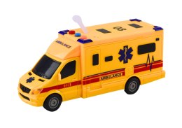 LEAN Toys Auto Ambulans Karetka Na Baterie Światła Dźwięk Żółta Napęd