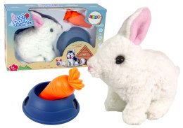 LEAN Toys Maskotka Interaktywna Króliczek Królik Biały Miska Marchewka