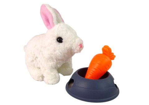 LEAN Toys Maskotka Interaktywna Króliczek Królik Biały Miska Marchewka LEAN Toys Maskotka Interaktywna Króliczek Królik Biały Miska Marchewka