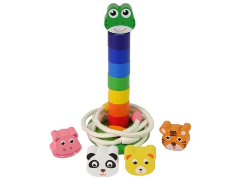 LEAN Toys Piramidka Drewniana Edukacyjna Układanka Sznurek Zwierzęta LEAN Toys Piramidka Drewniana Edukacyjna Układanka Sznurek Zwierzęta