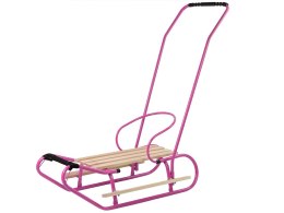 LEAN Toys Sanki Metalowe z Pchaczem Oparcie Pasek Różowe