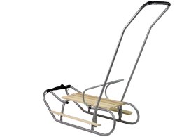 LEAN Toys Sanki Metalowe z Pchaczem Oparcie Pasek Srebrne