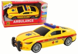 LEAN Toys Sportowe Auto Ambulans Światła Dźwięk Żółty Napęd