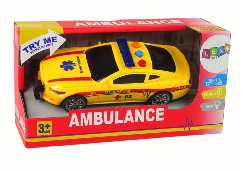 LEAN Toys Sportowe Auto Ambulans Światła Dźwięk Żółty Napęd LEAN Toys Sportowe Auto Ambulans Światła Dźwięk Żółty Napęd