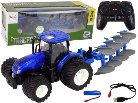 LEAN Toys Traktor Zdalnie Sterowany 1:24 Pług Metalowy Niebieski LEAN Toys Traktor Zdalnie Sterowany 1:24 Pług Metalowy Niebieski