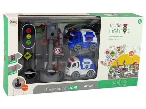 LEAN Toys Zestaw Autka Sygnalizacja Świetlna Znaki Drogowe Światła LEAN Toys Zestaw Autka Sygnalizacja Świetlna Znaki Drogowe Światła