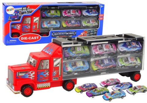 LEAN Toys Zestaw Ciężarówka Transportowa Auta Wyścigowe 12szt. LEAN Toys Zestaw Ciężarówka Transportowa Auta Wyścigowe 12szt.