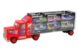 LEAN Toys Zestaw Ciężarówka Transportowa Auta Wyścigowe 12szt.
