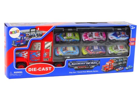 LEAN Toys Zestaw Ciężarówka Transportowa Auta Wyścigowe 12szt. LEAN Toys Zestaw Ciężarówka Transportowa Auta Wyścigowe 12szt.