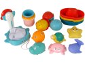 LEAN Toys Zestaw Do Kąpieli Zabawki Morskie Podbierak Łódki 17 Sztuk