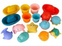 LEAN Toys Zestaw Do Kąpieli Zabawki Morskie Podbierak Łódki 17 Sztuk
