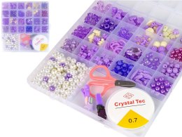 LEAN Toys Zestaw Koralików Do Robienia Biżuterii Fioletowe Spinki
