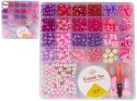 LEAN Toys Zestaw Koralików Do Robienia Biżuterii Różowe Zawieszki Spinki