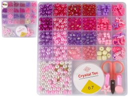 LEAN Toys Zestaw Koralików Do Robienia Biżuterii Różowe Zawieszki Spinki