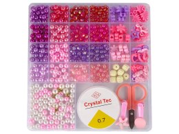 LEAN Toys Zestaw Koralików Do Robienia Biżuterii Różowe Zawieszki Spinki
