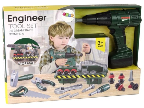 LEAN Toys Zestaw Majsterkowicza Organizer Wkrętarka Na Baterie Zielony LEAN Toys Zestaw Majsterkowicza Organizer Wkrętarka Na Baterie Zielony