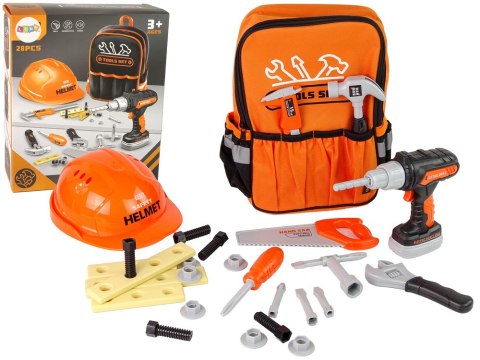 LEAN Toys Zestaw Majsterkowicza w Plecaku Kask Narzędzia Pomarańczowy LEAN Toys Zestaw Majsterkowicza w Plecaku Kask Narzędzia Pomarańczowy