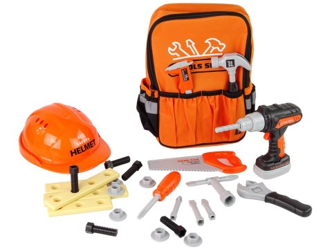 LEAN Toys Zestaw Majsterkowicza w Plecaku Kask Narzędzia Pomarańczowy LEAN Toys Zestaw Majsterkowicza w Plecaku Kask Narzędzia Pomarańczowy