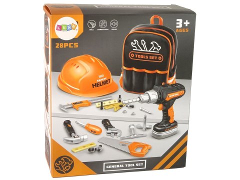 LEAN Toys Zestaw Majsterkowicza w Plecaku Kask Narzędzia Pomarańczowy LEAN Toys Zestaw Majsterkowicza w Plecaku Kask Narzędzia Pomarańczowy