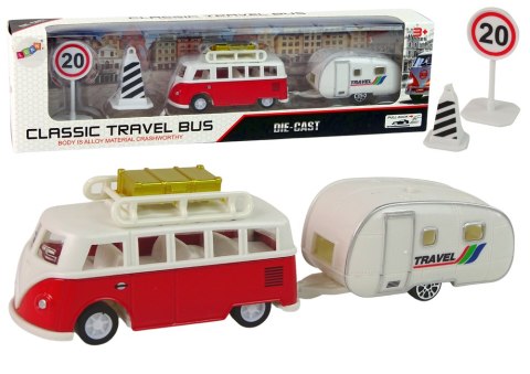 LEAN Toys Zestaw Pojazdów Czerwony Bus z Przyczepą Campingową LEAN Toys Zestaw Pojazdów Czerwony Bus z Przyczepą Campingową