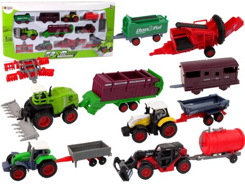 LEAN Toys Zestaw Pojazdów Rolniczych Traktor 12 Sztuk Metal LEAN Toys Zestaw Pojazdów Rolniczych Traktor 12 Sztuk Metal