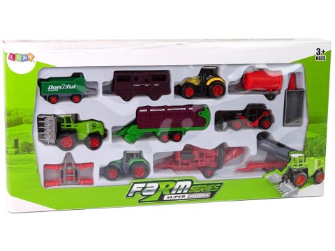 LEAN Toys Zestaw Pojazdów Rolniczych Traktor 12 Sztuk Metal LEAN Toys Zestaw Pojazdów Rolniczych Traktor 12 Sztuk Metal