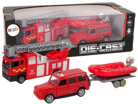 LEAN Toys Zestaw Pojazdów Straż Pożarna Naciąg Motorówka Czerwony LEAN Toys Zestaw Pojazdów Straż Pożarna Naciąg Motorówka Czerwony