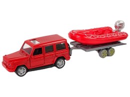 LEAN Toys Zestaw Pojazdów Straż Pożarna Naciąg Motorówka Czerwony