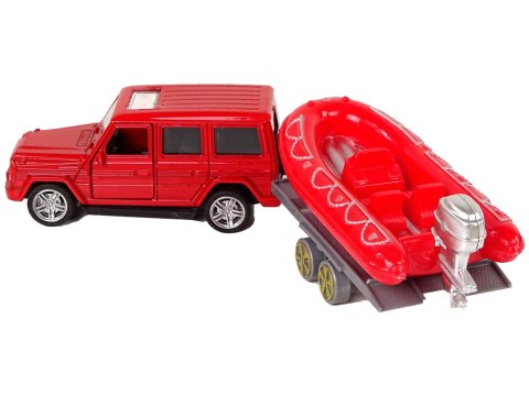 LEAN Toys Zestaw Pojazdów Straż Pożarna Naciąg Motorówka Czerwony LEAN Toys Zestaw Pojazdów Straż Pożarna Naciąg Motorówka Czerwony