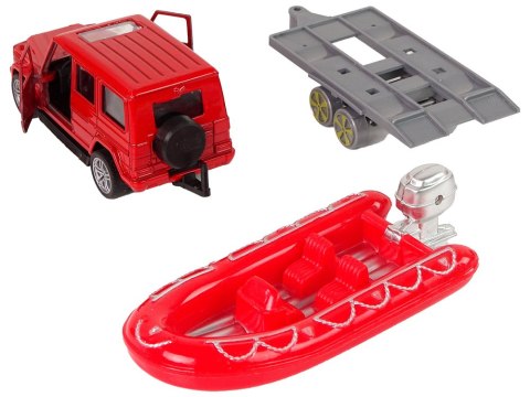 LEAN Toys Zestaw Pojazdów Straż Pożarna Naciąg Motorówka Czerwony LEAN Toys Zestaw Pojazdów Straż Pożarna Naciąg Motorówka Czerwony