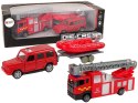 LEAN Toys Zestaw Pojazdów Straż Pożarna Naciąg Motorówka Czerwony