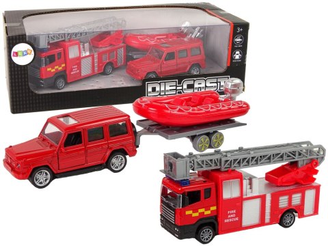 LEAN Toys Zestaw Pojazdów Straż Pożarna Naciąg Motorówka Czerwony LEAN Toys Zestaw Pojazdów Straż Pożarna Naciąg Motorówka Czerwony