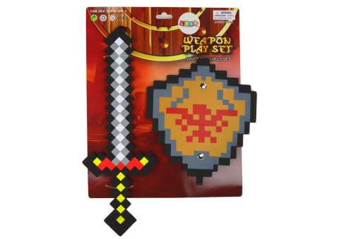 LEAN Toys Zestaw Rycerski Miecz Tarcza z Pianki Pikselowy Motyw LEAN Toys Zestaw Rycerski Miecz Tarcza z Pianki Pikselowy Motyw