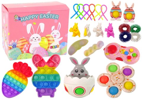 LEAN Toys Zestaw Zabawek Wielkanocnych Fidget Toys Pop It 25 Elementów