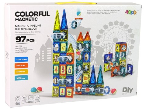 LEAN Toys Klocki Magnetyczne Zamek Tor Dla Kulek 97 Elementów LEAN Toys Klocki Magnetyczne Zamek Tor Dla Kulek 97 Elementów