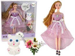 LEAN Toys Lalka Dla Dzieci Emily Długie Włosy Biały Kotek