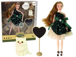 LEAN Toys Lalka Dla Dzieci Emily Drewniane Serce Biały Kotek