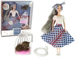 LEAN Toys Lalka Dla Dzieci Emily Szare Włosy Kotek Huśtawka