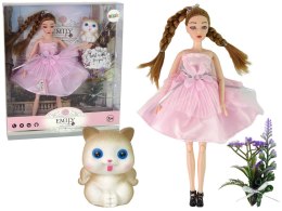 LEAN Toys Lalka Dla Dzieci Emily Warkocze Kot Kwiaty