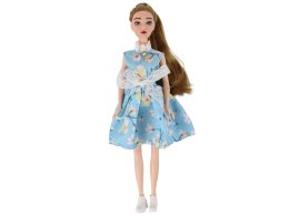 LEAN Toys Lalka Dla Dzieci Emily Wiosenna Długie Włosy Niebieska Sukienka Kotek