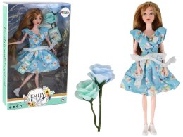 LEAN Toys Lalka Dla Dzieci Emily Wiosenna Długie Włosy Niebieska Sukienka Kwiat