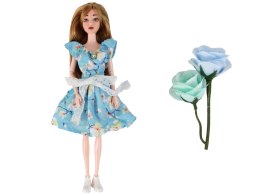 LEAN Toys Lalka Dla Dzieci Emily Wiosenna Długie Włosy Niebieska Sukienka Kwiat