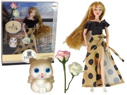 LEAN Toys Lalka Emily z Kotkiem Różami Długie Włosy