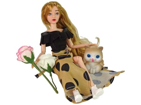 LEAN Toys Lalka Emily z Kotkiem Różami Długie Włosy LEAN Toys Lalka Emily z Kotkiem Różami Długie Włosy