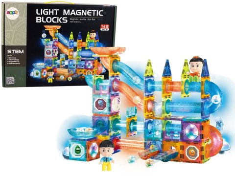 LEAN Toys Świecąca Zjeżdżalnia Dla Kulek Klocki Magnetyczne 142 Elementy LEAN Toys Świecąca Zjeżdżalnia Dla Kulek Klocki Magnetyczne 142 Elementy